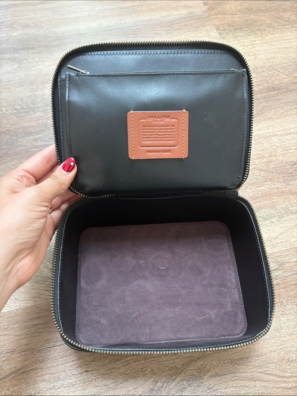 Coach Black Leather Zip Toiletry Case - Picture 4 of 6